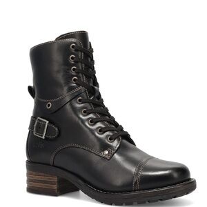 Taos Women’s Crave Leather Lug Sole Combat Bootie Lace Up Mid Boot Black 8 8.5W